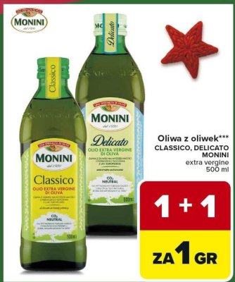 Oliwa z oliwek CLASSICO, DELICATO MONINI extra vergine 500 ml promocja w Carrefour Market