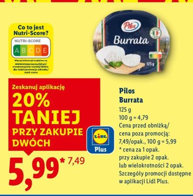 Burrata Pilos promocja w Lidl