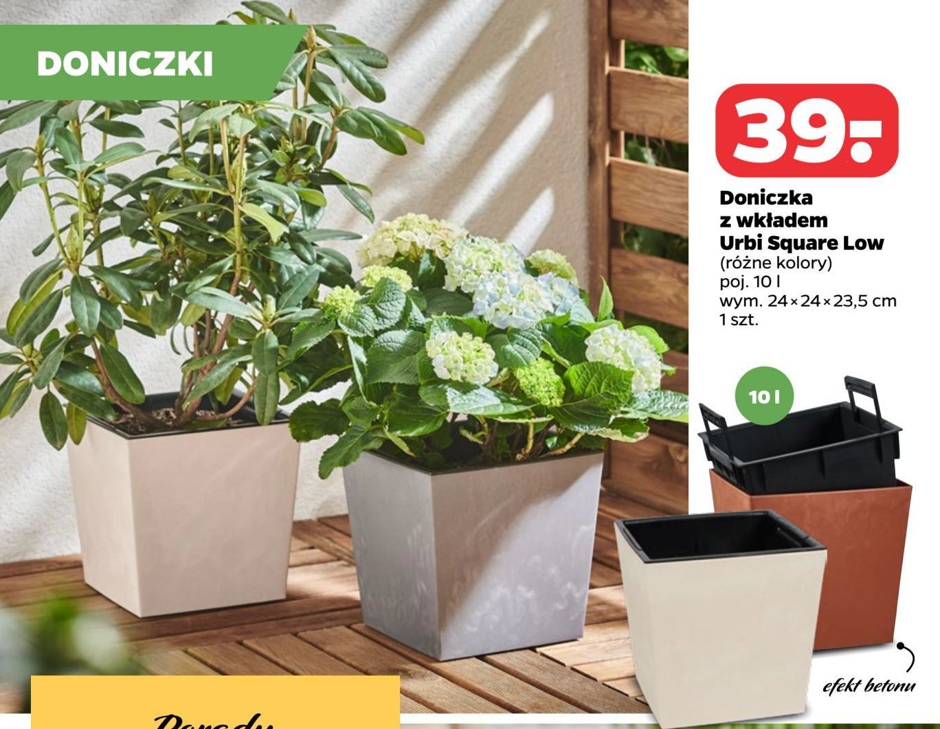 Doniczka urbi square low 24 x 24 x 23.5 cm promocja