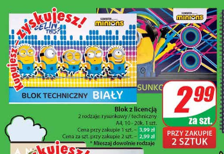 Blok techniczny a4/10 k minionki promocja