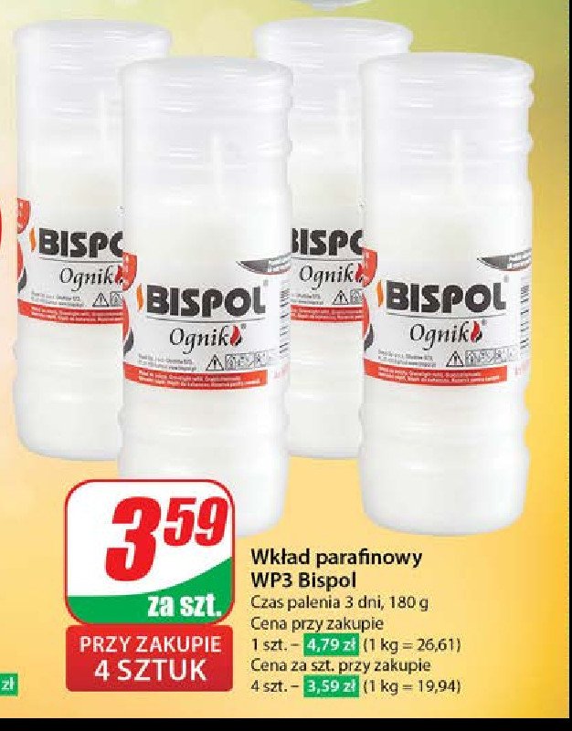Wkład ognik wp3 72h Bispol promocja w Dino