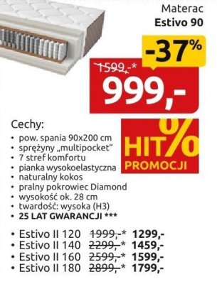 Materac Estivo 90 promocja w Black Red White