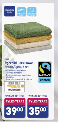 Ręcznik luksusowy 50 x 100 żółty Fair (aldi) promocja