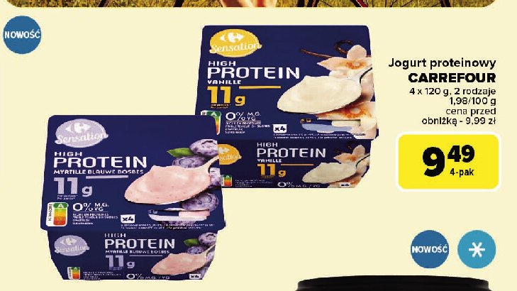 Jogurt proteinowy naturalny Carrefour sensation promocja w Carrefour