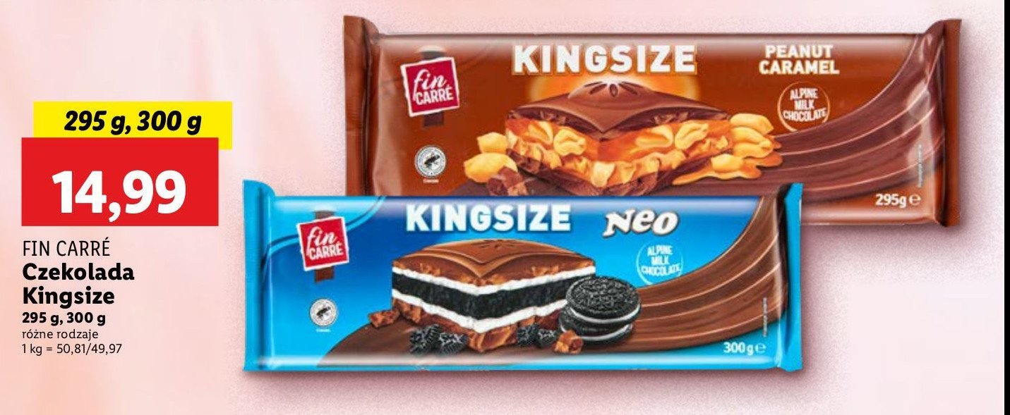 Czekolada kingsize peanut caramel Fin carre promocja w Lidl