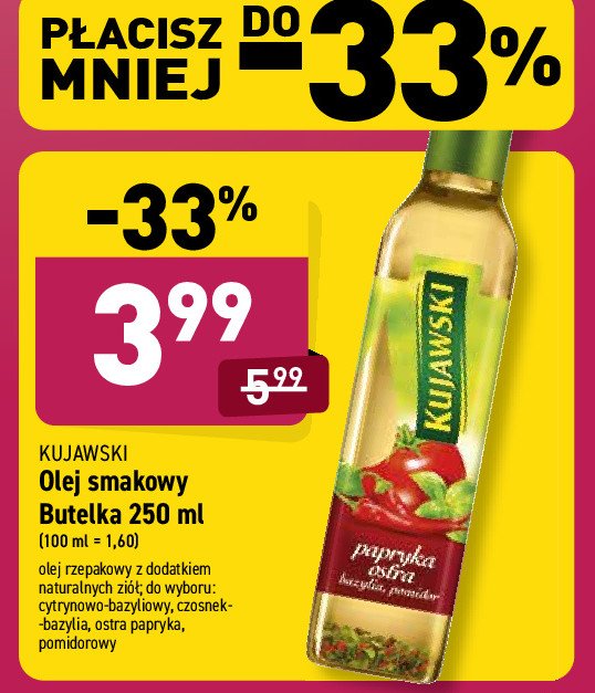 Olej papryka ostra bazylia pomidor Kujawski kruszwica promocja