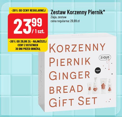 Zestaw w pudełku korzenny piernik pianka do mycia 250 ml + żel pod prysznic 160 ml + mgiełka do ciała 100 ml + krem do rąk 50 ml Ziaja zestaw promocja w POLOmarket