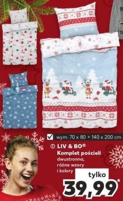 Komplet po艣cieli 艣wi膮tecznej 140 x 200 cm + 70 x 80 cm Liv & bo promocja