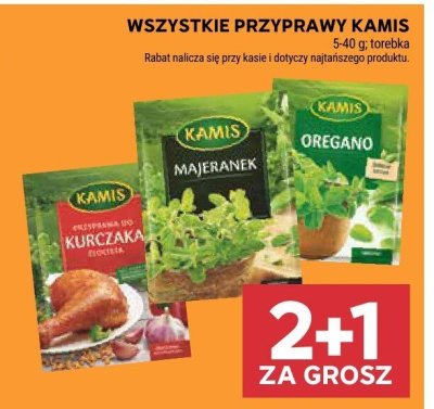 Przyprawy Kamis kurczaka, majeranek, oregano promocja w Stokrotka