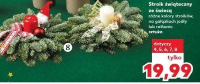 Stroik świąteczny ze świecą różne kolory stroików, na gałązkach jodły lub rattanie sztuka promocja w Kaufland
