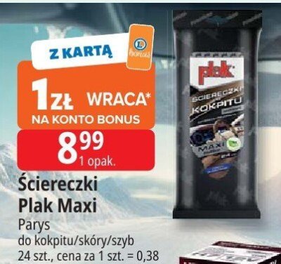 Ściereczki Plak Maxi Parys do kokpitu/skóry/szyb 24 szt. promocja w Leclerc