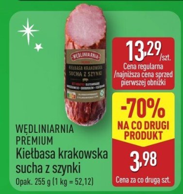 Kiełbasa krakowska sucha z szynki  promocja w Aldi