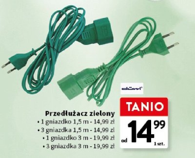 Przedłużacz zielony 3 gniazda 1,5 m promocja w Intermarche