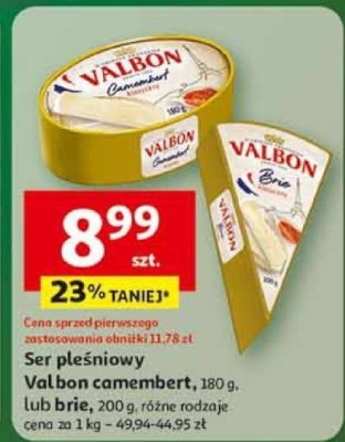 Ser pleśniowy Valbon Brie lub Camembert różne rodzaje promocja w Auchan
