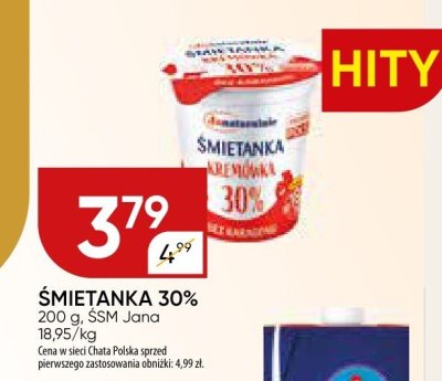Śmietanka 30% SSM Jana promocja w Chata Polska