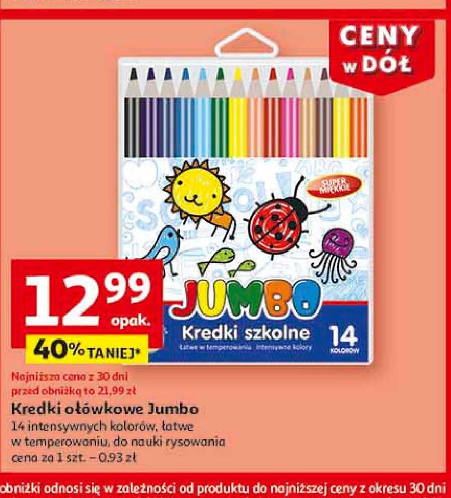 Kredki jumbo 14 kolorów promocja w Auchan