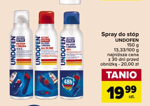 Spray antygrzybiczny do stóp i obuwia Undofen all in one promocja w Carrefour