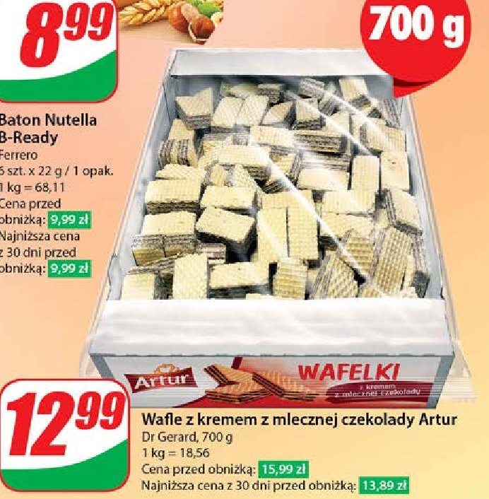 Wafelki z kremem z mlecznej czekolady Artur promocja w Dino