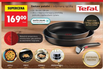 Zestaw patelni z odpinaną rączką 24 cm i 28 cm  promocja w Biedronka
