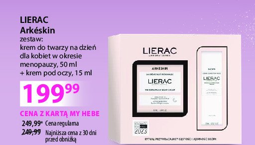 Zestaw w pudełku arkeskin: krem do twarzy na dzień 50 ml + krem pod oczy 15 ml Lierac zestaw promocja w Hebe