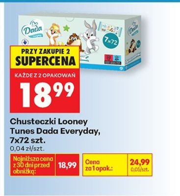 Chusteczki Looney Tunes Dada Everyday promocja w Biedronka