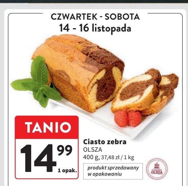 Ciasto zebra Olsza promocja