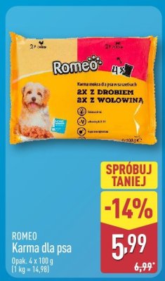 Karma dla psa 2x z drobiem, 2x z wołowiną promocja w Aldi