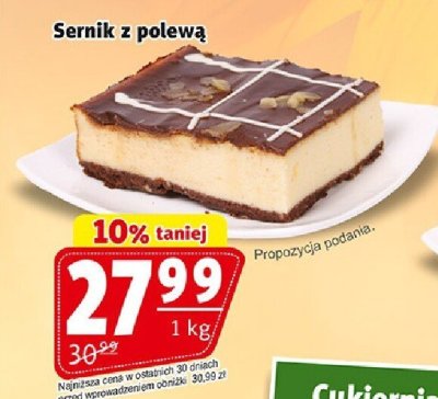 Ciasto sernik z polewą Cukiernia Mazurska promocja w Prim Market