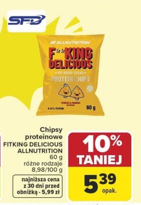 Chipsy proteinowe FITKING DELICIOUS ALLNUTRITION 60g różne rodzaje promocja w Carrefour