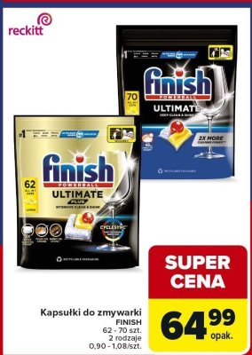 Kapsułki do zmywarki FINISH Ultimate 62 - 70 szt. 2 rodzaje promocja w Carrefour Market