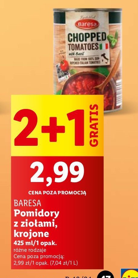 Pomiodry krojone z ziołami Baresa promocja