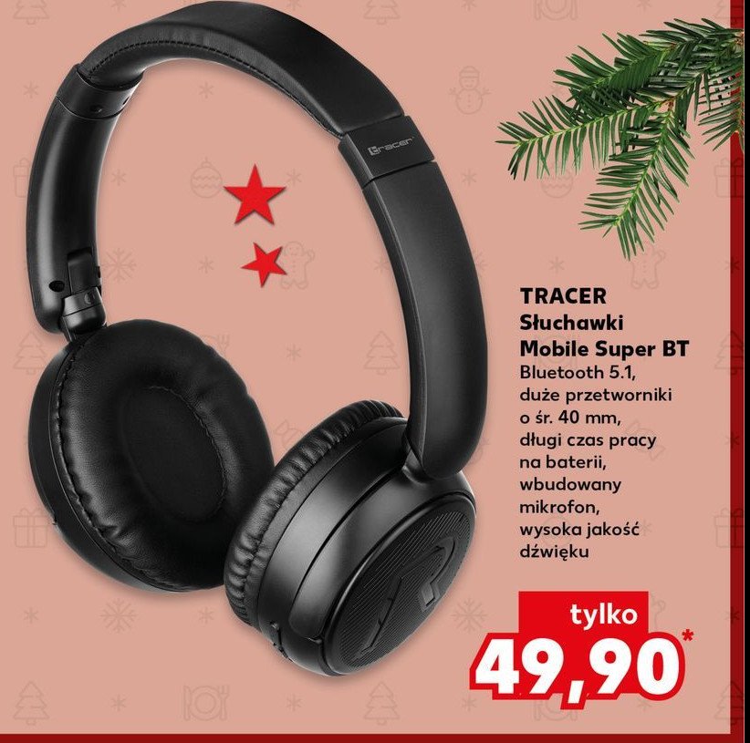 Słuchawki mobile super bt czarne Tracer promocja w Kaufland