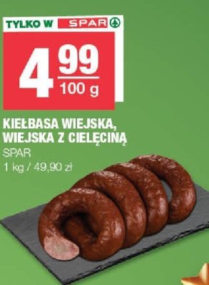 Kiełbasa wiejska z cielęciną SPAR promocja w SPAR