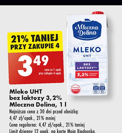 Mleko bez laktozy 3.2% Mleczna dolina promocja