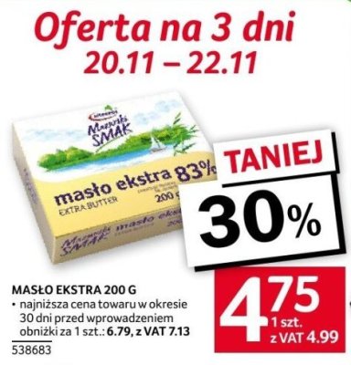 Masło ekstra 83% 200g promocja w Selgros