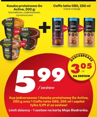 Kaszka proteinowa Go Active + Caffe latte GBS promocja w Biedronka