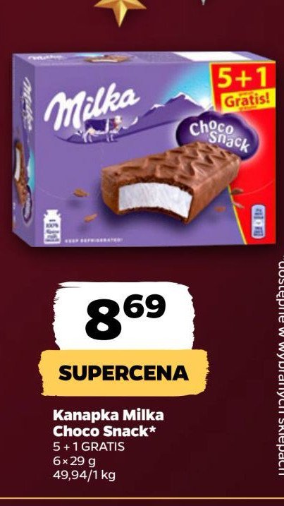 Baton w mlecznej czekoladzie Milka choco snack promocja w Netto