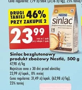 Nestle Sinlac - kaszka zbożowa bezglutenowa promocja