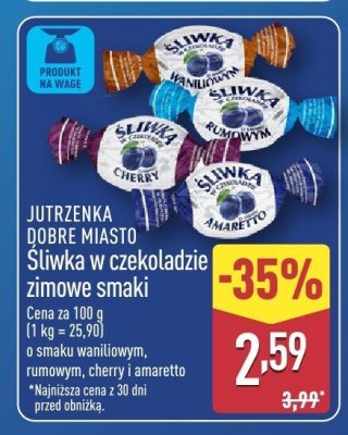 Śliwka w czekoladzie zimowe smaki JUTRZENKA DOBRE MIASTO promocja w Aldi