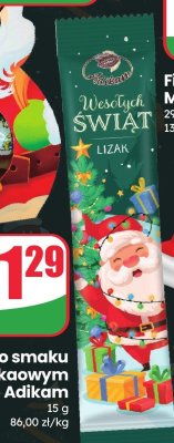 Lizak o smaku mleczno-kakaowym  promocja w Dino