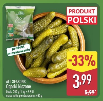 Ogórki kiszone ALL SEASONS promocja w Aldi
