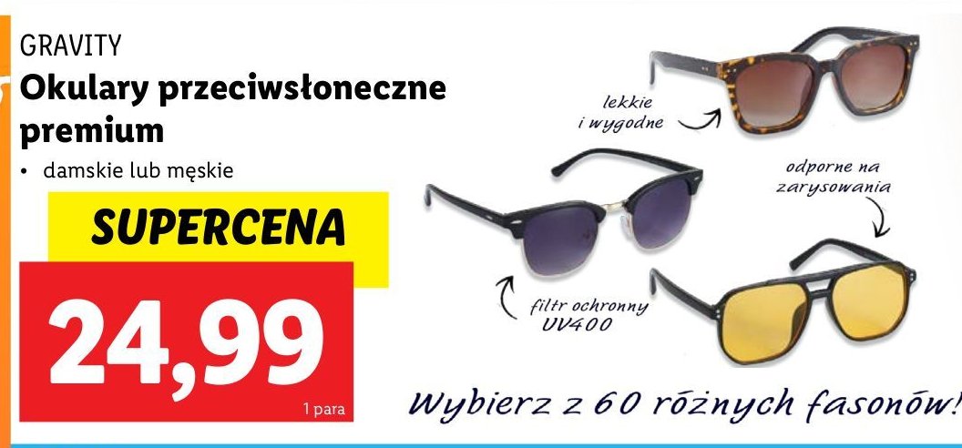 Okulary przeciwsłoneczne damskie GRAVITY promocja w Lidl