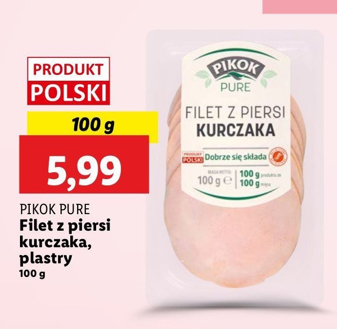 Filet z piersi kurczaka w plastrach Pikok pure promocja