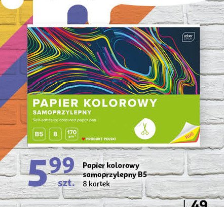 Papier kolorowy samoprzylepny b5 Interdruk promocja