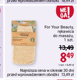 Rękawica bambusowa do masażu For your beauty wellness promocja