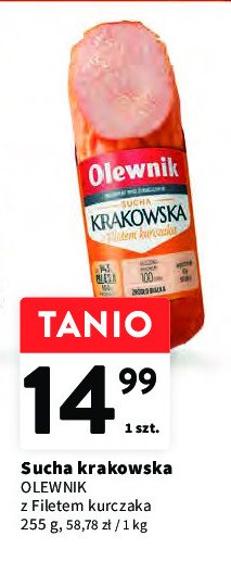 Kie艂basa krakowska sucha z filetem kurczaka Olewnik promocja