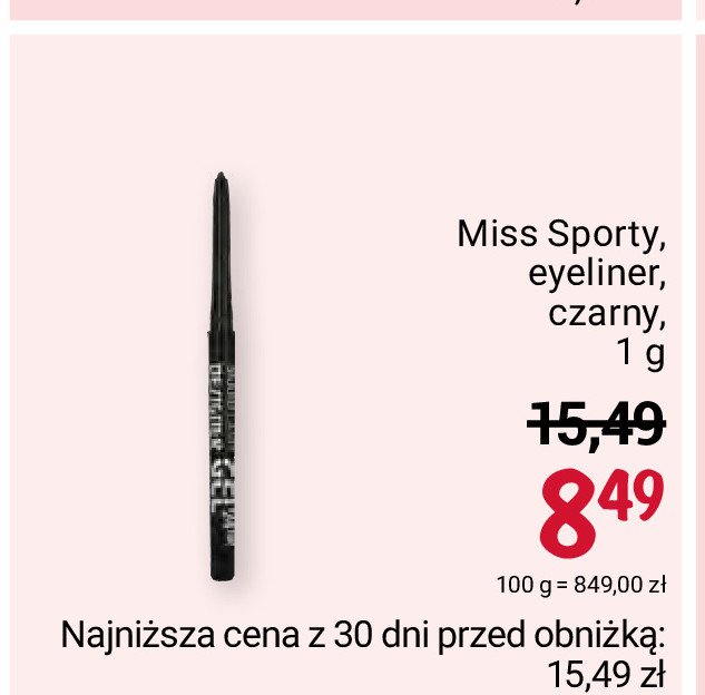 Eyeliner czarny MISS SPORTY STUDIO LASH DESIGNER promocja
