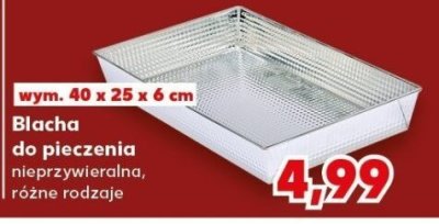 Blacha do pieczenia nieprzywieralna różne rodzaje wym. 40 x 25 x 6 cm promocja w Kaufland