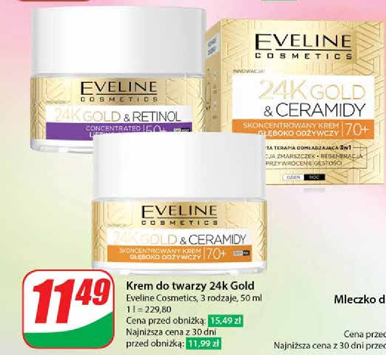 Krem do twarzy 50+ Eveline 24k gold & retinol promocja w Dino