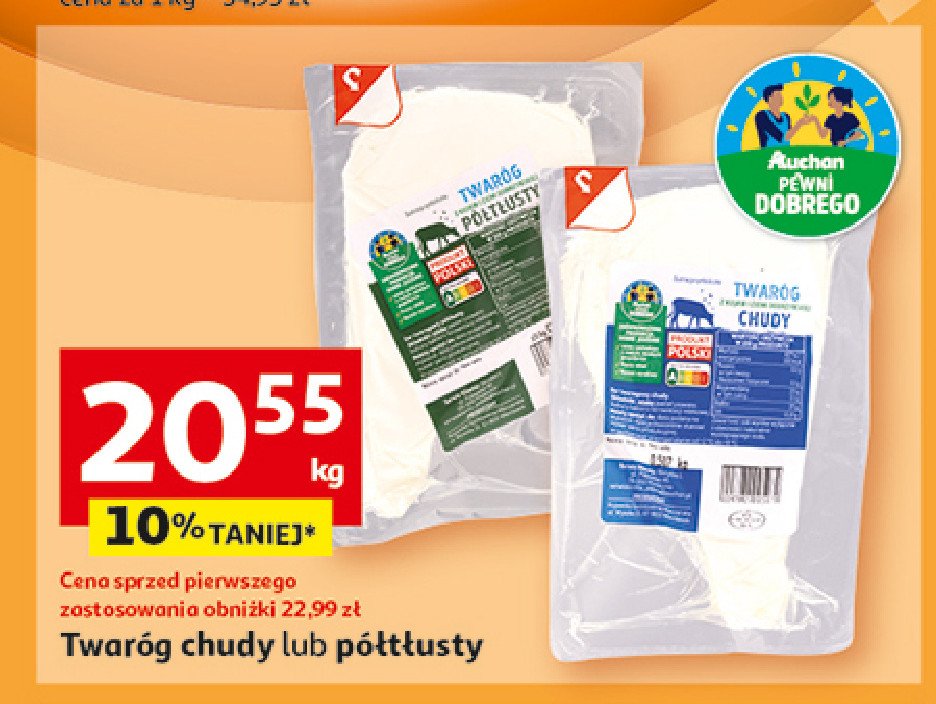 Twaróg półtłusty Auchan pewni dobrego promocja w Auchan